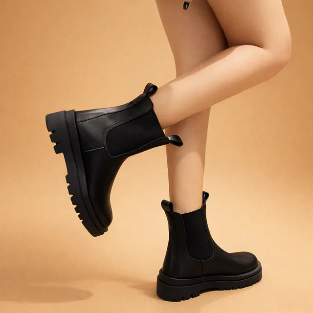 Bottes hautes noires pour femmes | Bottines à enfiler à la cheville