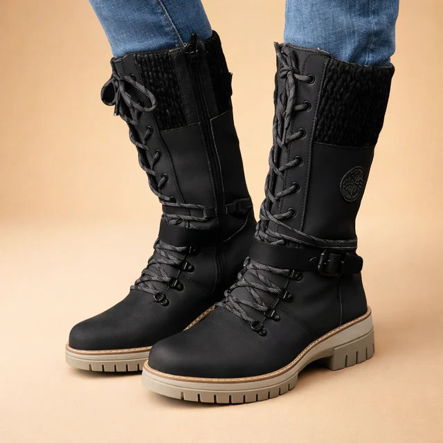 Bottes d'hiver pour femmes avec fermeture éclair latérale | Bandeau en tricot