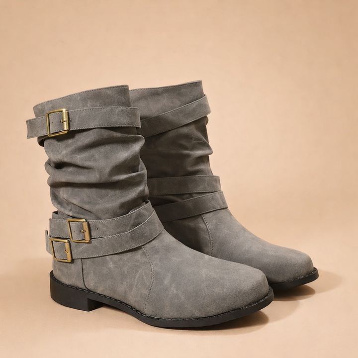 Sophia | Women's Buckle Strap Mid-Calf Boots