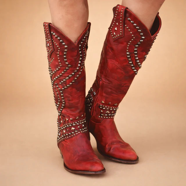 Savrina | Women’s Vintage Knee-High Cowboy Boots for Western Style