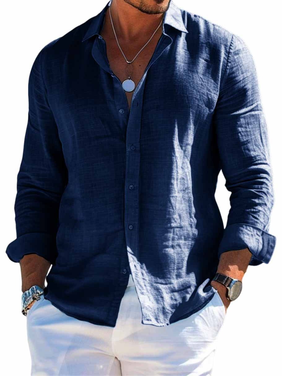 Chemise décontractée boutonnée pour hommes - Style léger d'été