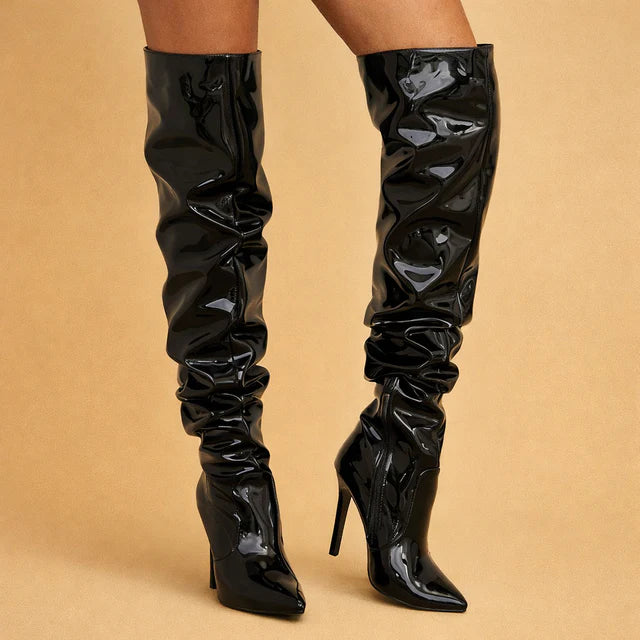 Katarzyna | Women's Elegant Over-the-Knee Boots with Ruching