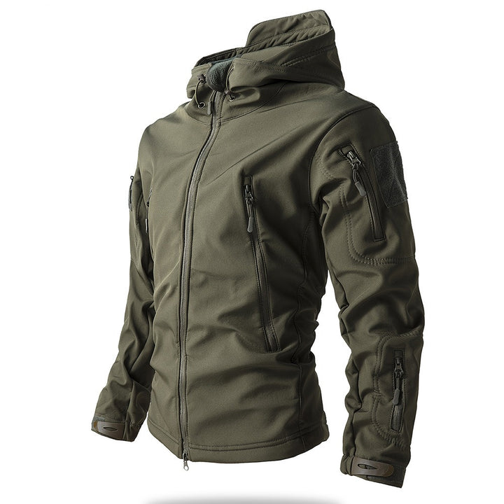 Men's tactical waterproof winter jacket with outdoor hood