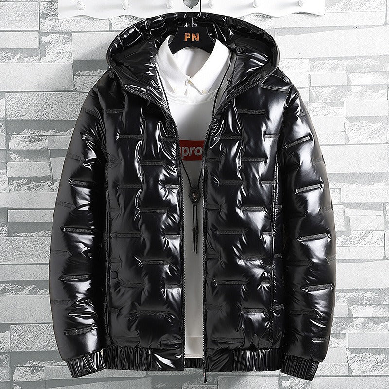 Men's quilted winter jacket with a hood, insulated