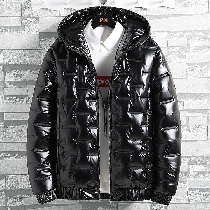 Men's quilted winter jacket with a hood, insulated
