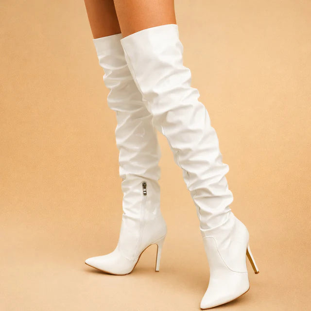 Katarzyna | Women's Elegant Over-the-Knee Boots with Ruching