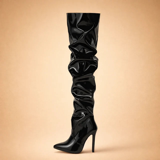 Katarzyna | Women's Elegant Over-the-Knee Boots with Ruching
