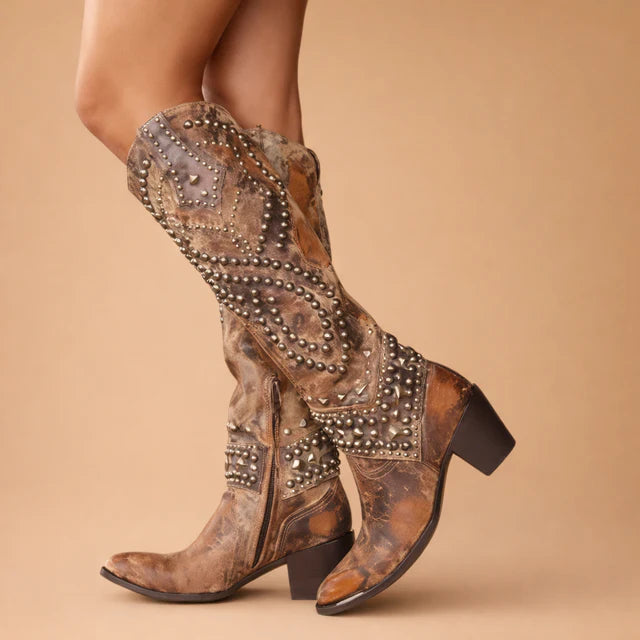 Savrina | Women’s Vintage Knee-High Cowboy Boots for Western Style