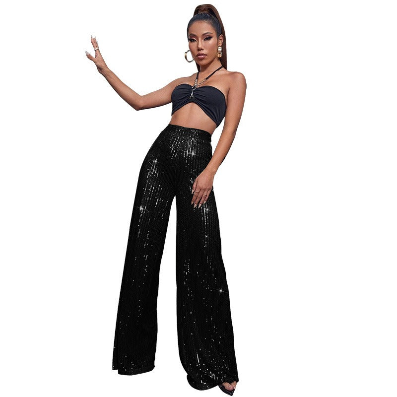 Sequined wide-leg women's trousers | New Year