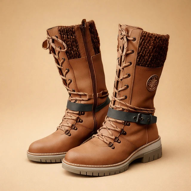 Bottes d'hiver pour femmes avec fermeture éclair latérale | Bandeau en tricot