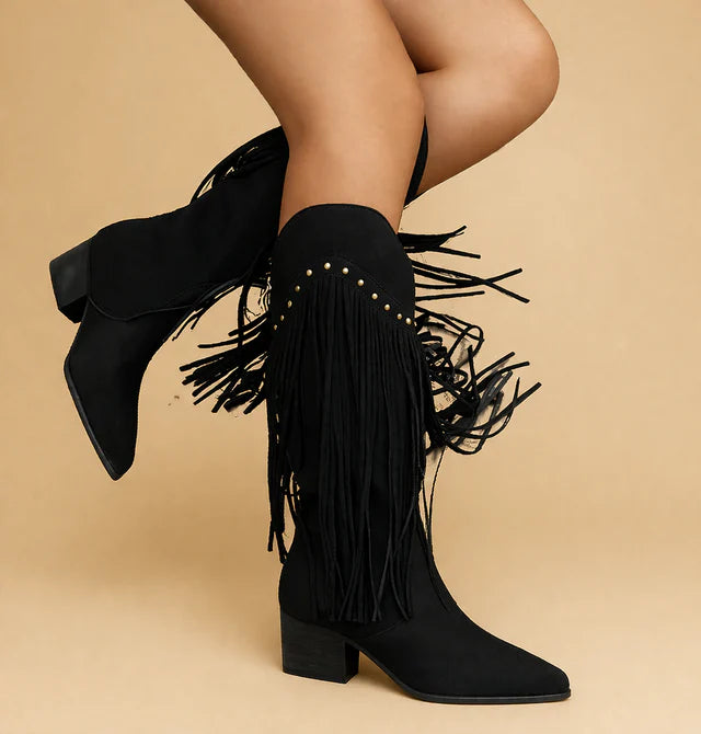 Patrycja | Women's Mid-Calf Cowboy Boots with Fringes