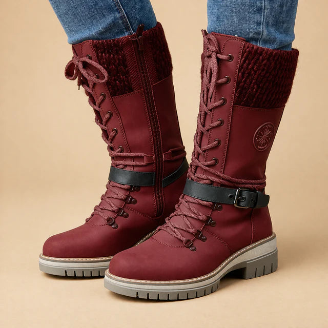 Bottes d'hiver pour femmes avec fermeture éclair latérale | Bandeau en tricot