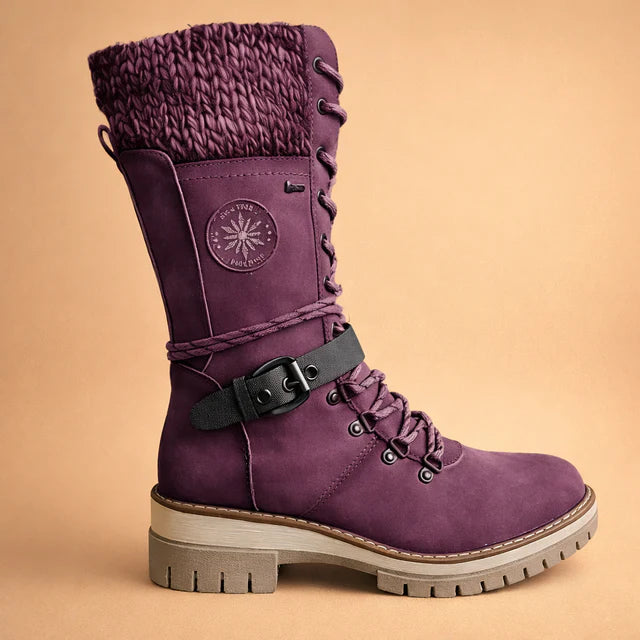 Bottes d'hiver pour femmes avec fermeture éclair latérale | Bandeau en tricot