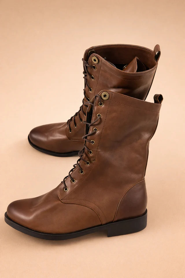 Bottes rétro à lacets pour femmes | Bride de cheville rabattable