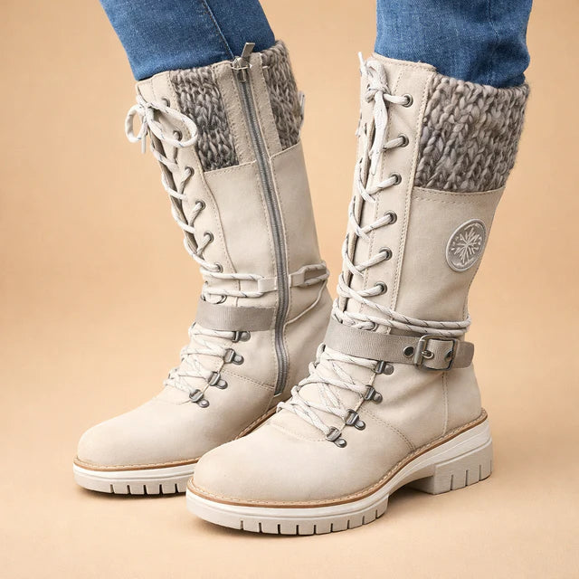 Bottes d'hiver pour femmes avec fermeture éclair latérale | Bandeau en tricot