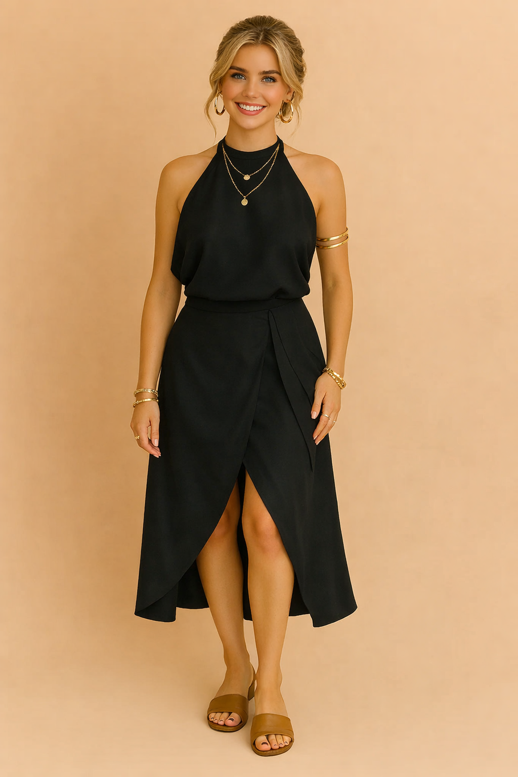 Ruby | Robe midi décontractée épaules dénudées