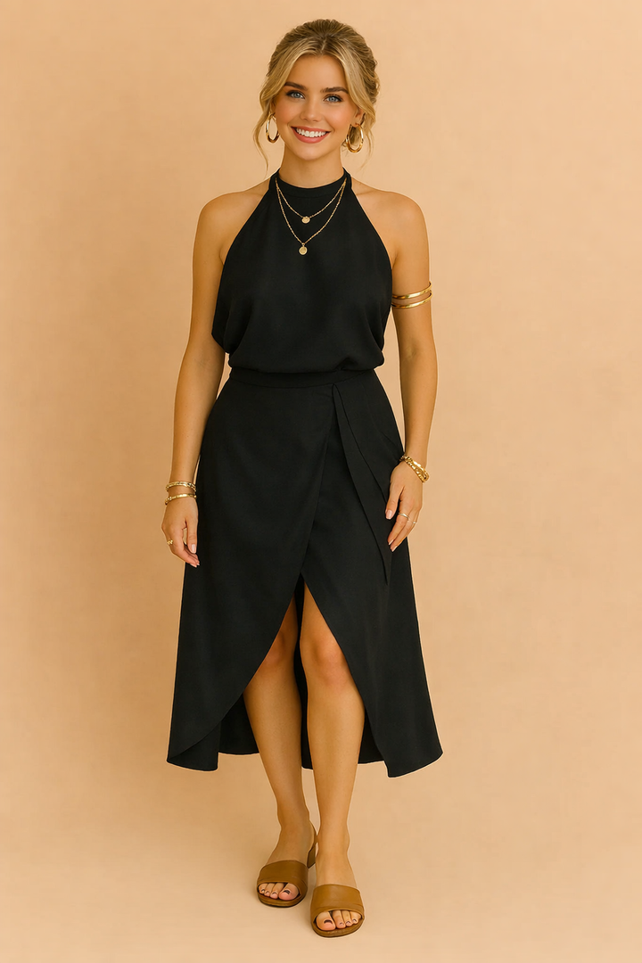 Ruby | Robe midi décontractée épaules dénudées