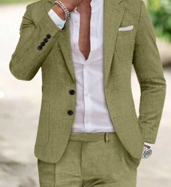 Men's Black Suit Set - Stylish Two-Piece Blazer and Pants for Weddings, Groomsmen, and Formal Occasions