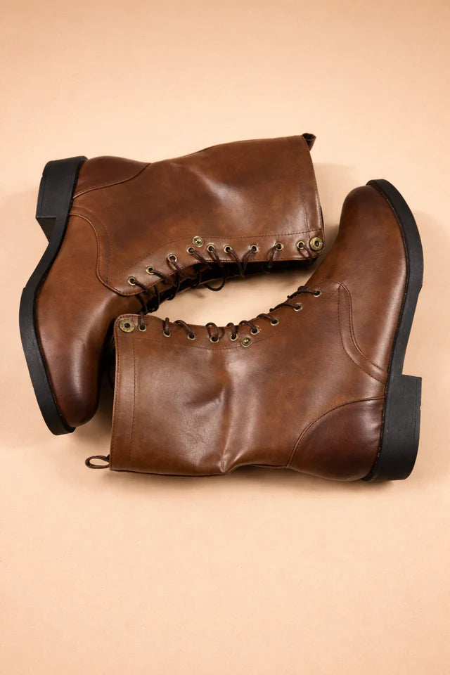 Bottes rétro à lacets pour femmes | Bride de cheville rabattable